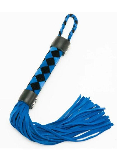 Poison Rose Chequered 38 cm Suede Flogger Black/Blue - Passionzone Adult Store